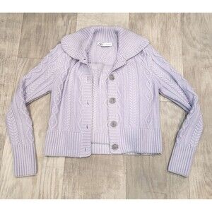 Zara Purple 2 Piece Cropped Metallic Edge Sweater Set Cardigan Sz M Pastel